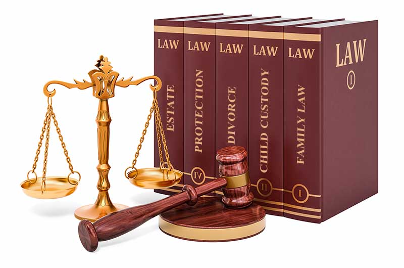 scales of justice and law books